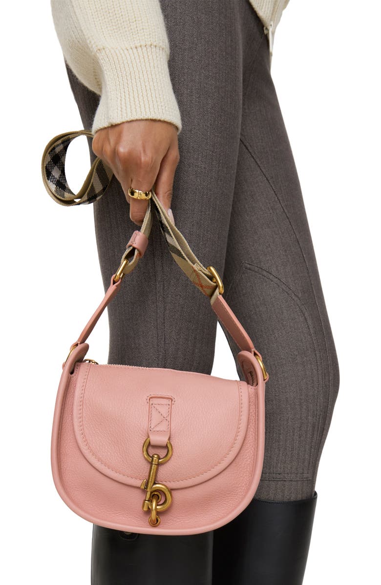 Burberry Mini B Clip Messenger Bag, Alternate, color, Peony Pink