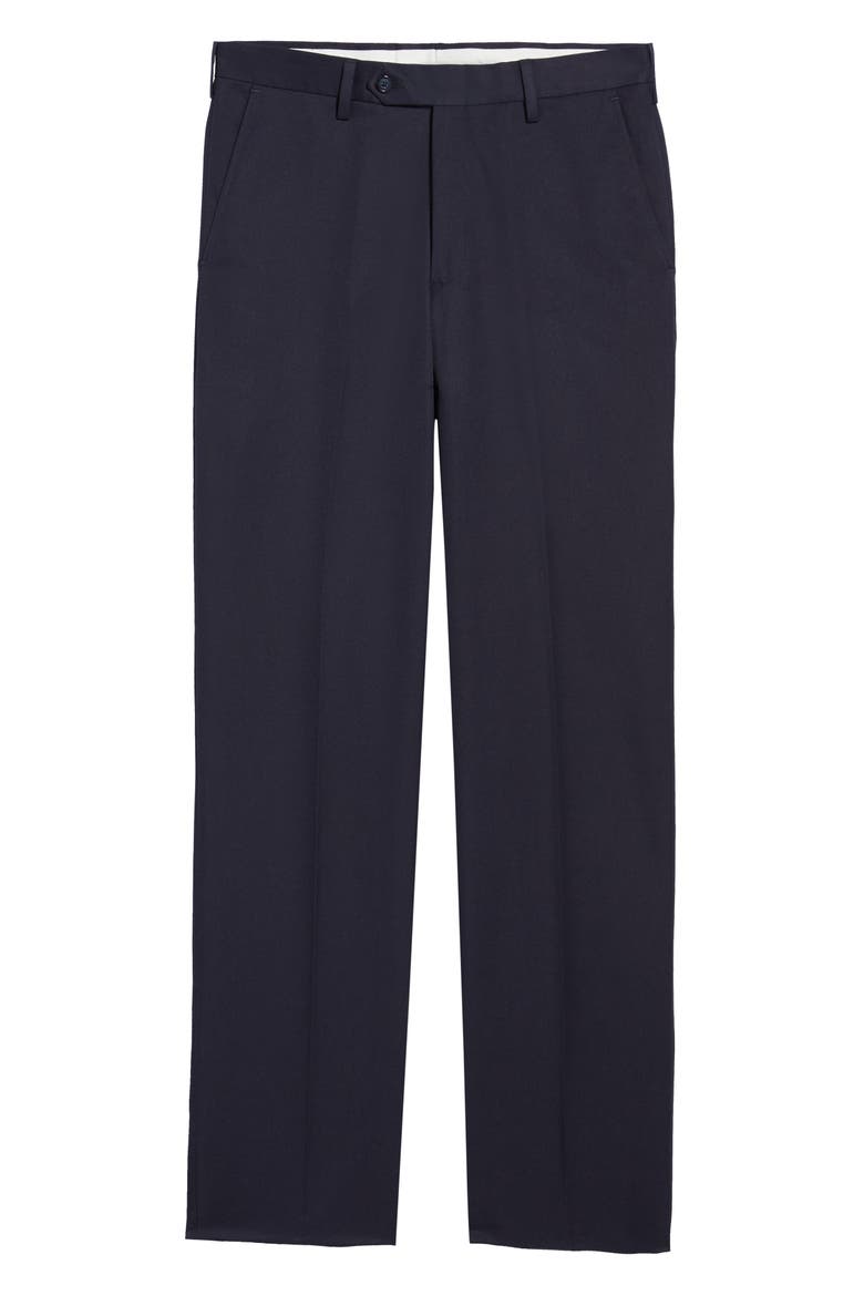 Classic Fit Flat Front Microfiber Performance Trousers, Alternate, color, NAVY