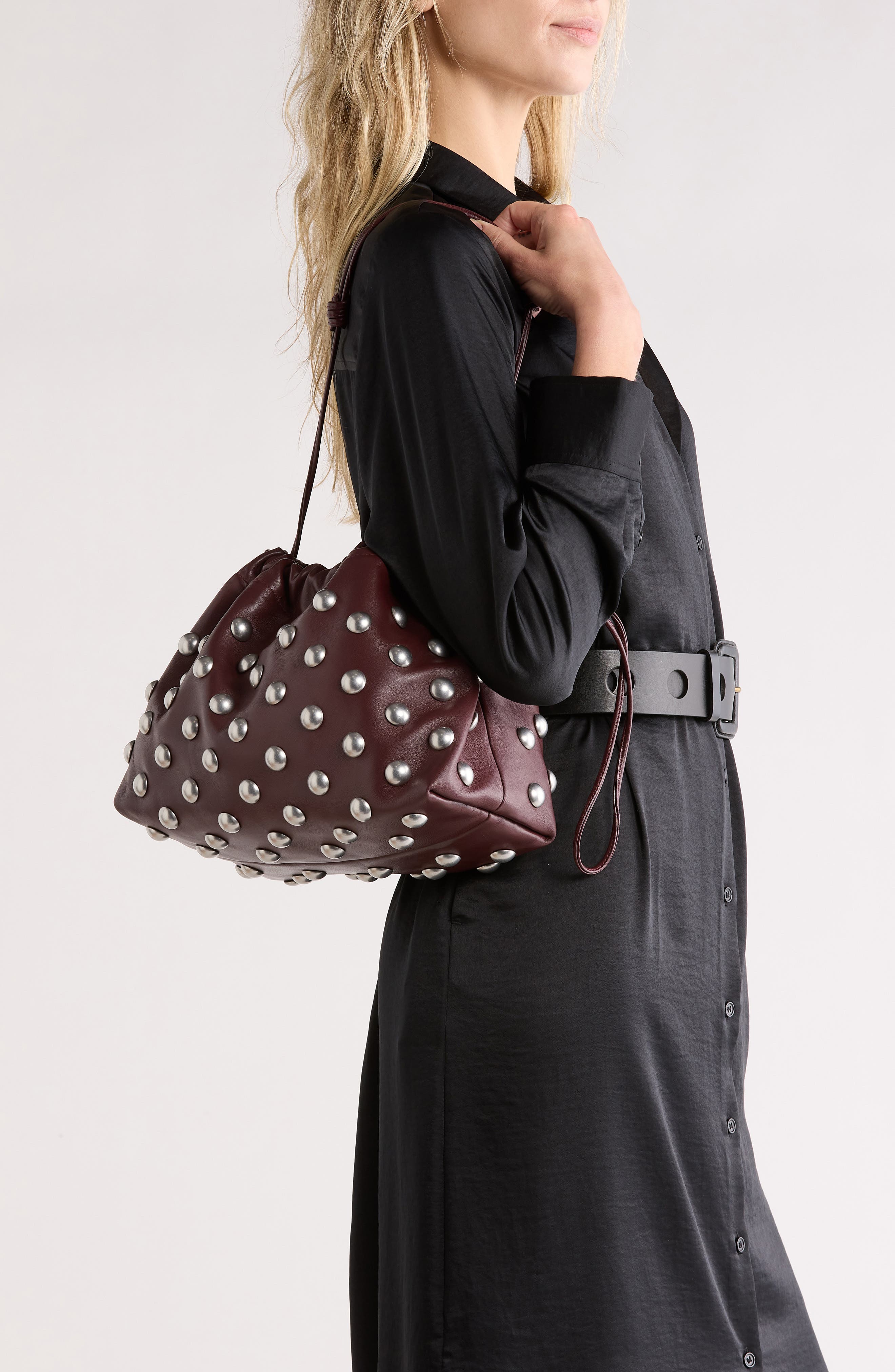 A.L.C. Arlo Studded Handbag, Alternate, color, Deep Plum