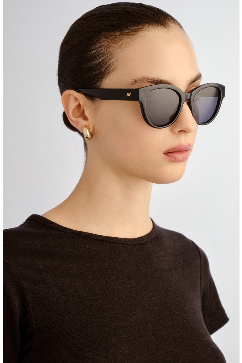 Majestic 53mm Polarized Round Sunglasses, Alternate, color, BLACK / SMOKE MONO POLARIZED
