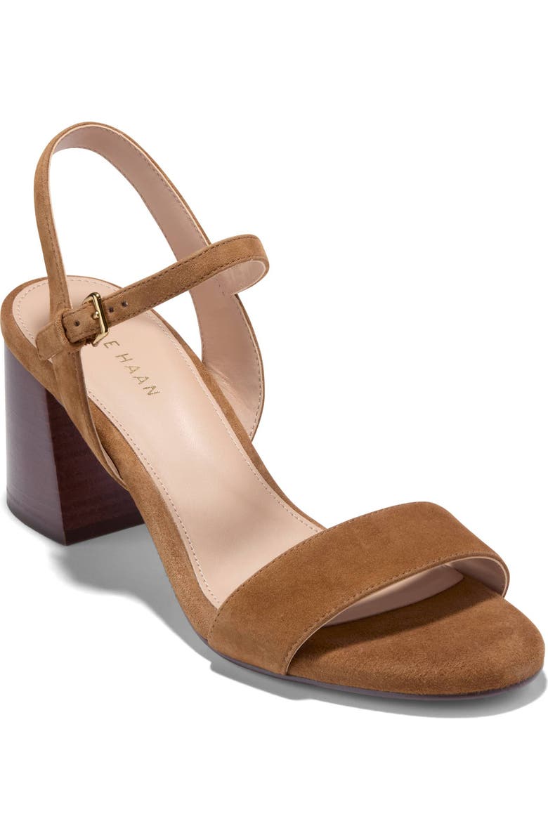 Cole Haan Josie Block Heel Sandal, Main, color, Tobacco Suede / Stacked Heel