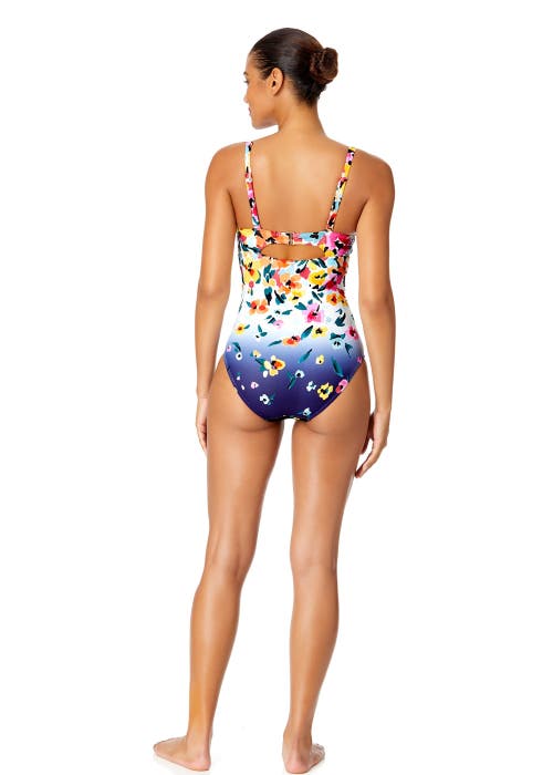 ANNE COLE GRADIENT FLORAL UNDERWIRE SURPLICE ONE PIECE SWIMSUIT