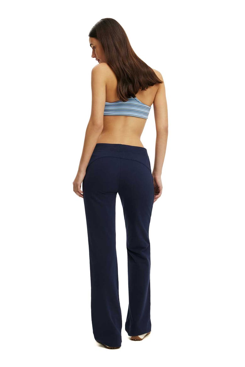 Women's Active Sculpt Fleece Bootleg Sweatpant, Alternate, color, Prep Sport Navy