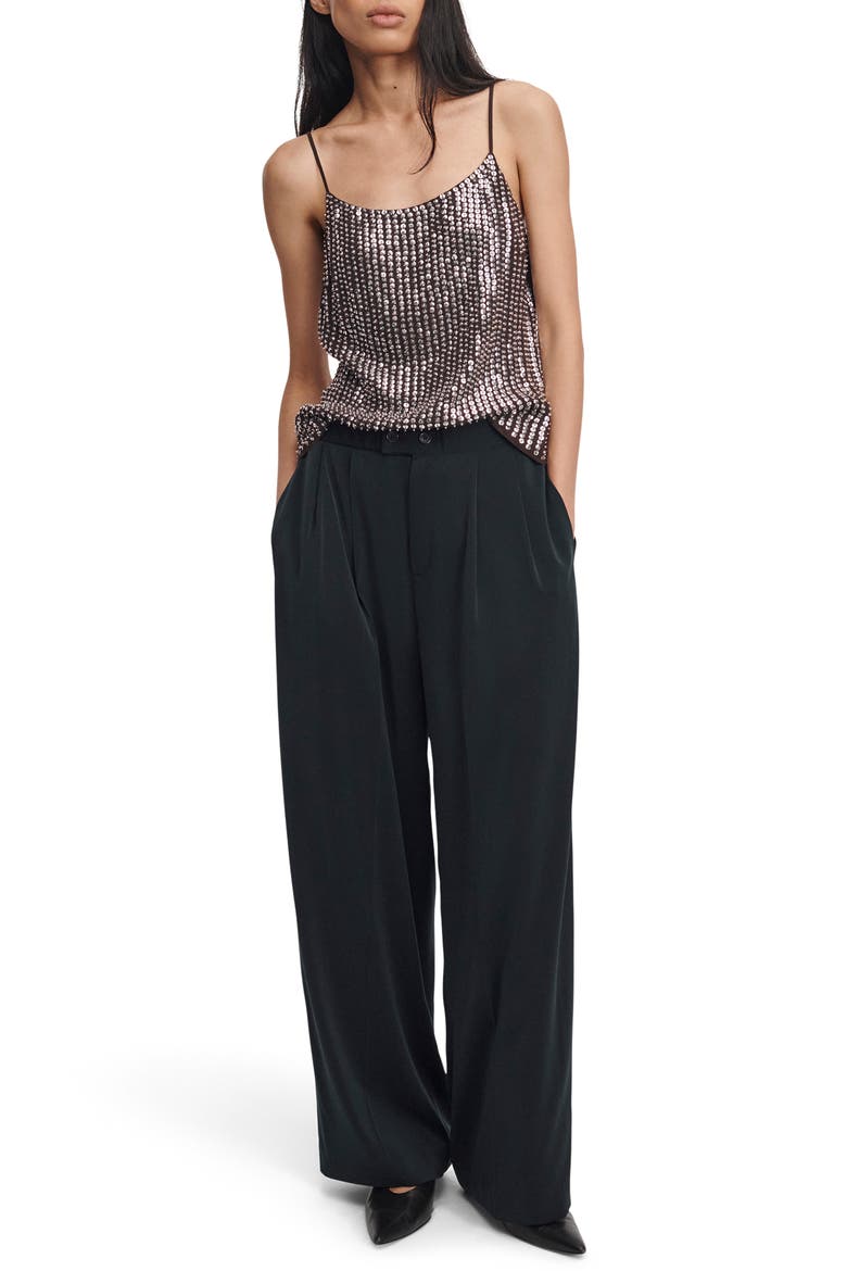 Shania High Waist Wide Leg Pleated Pants, Alternate, color, BLACK