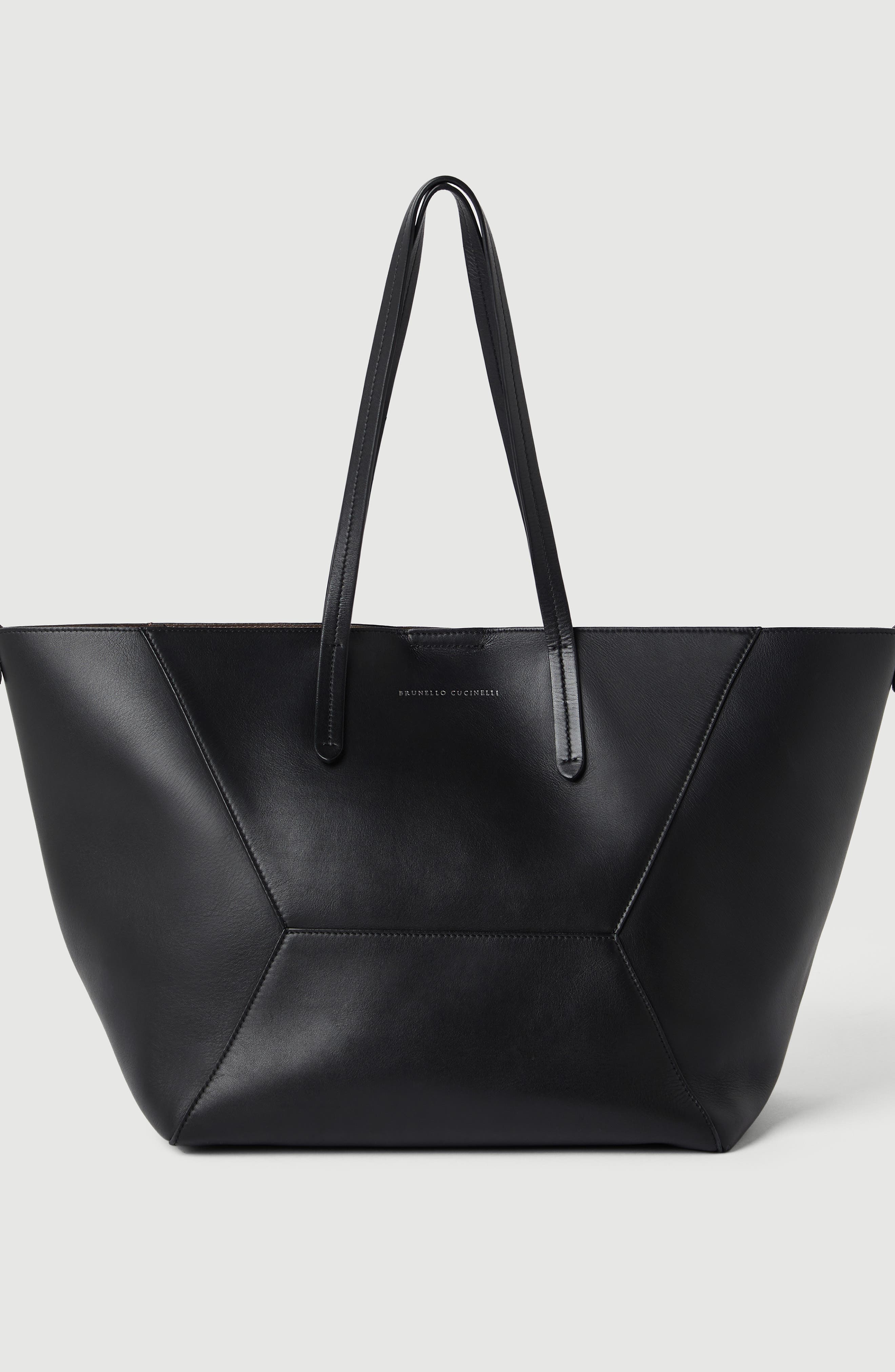 BC Duo large bag in calfskin with monili, Main, color, Black