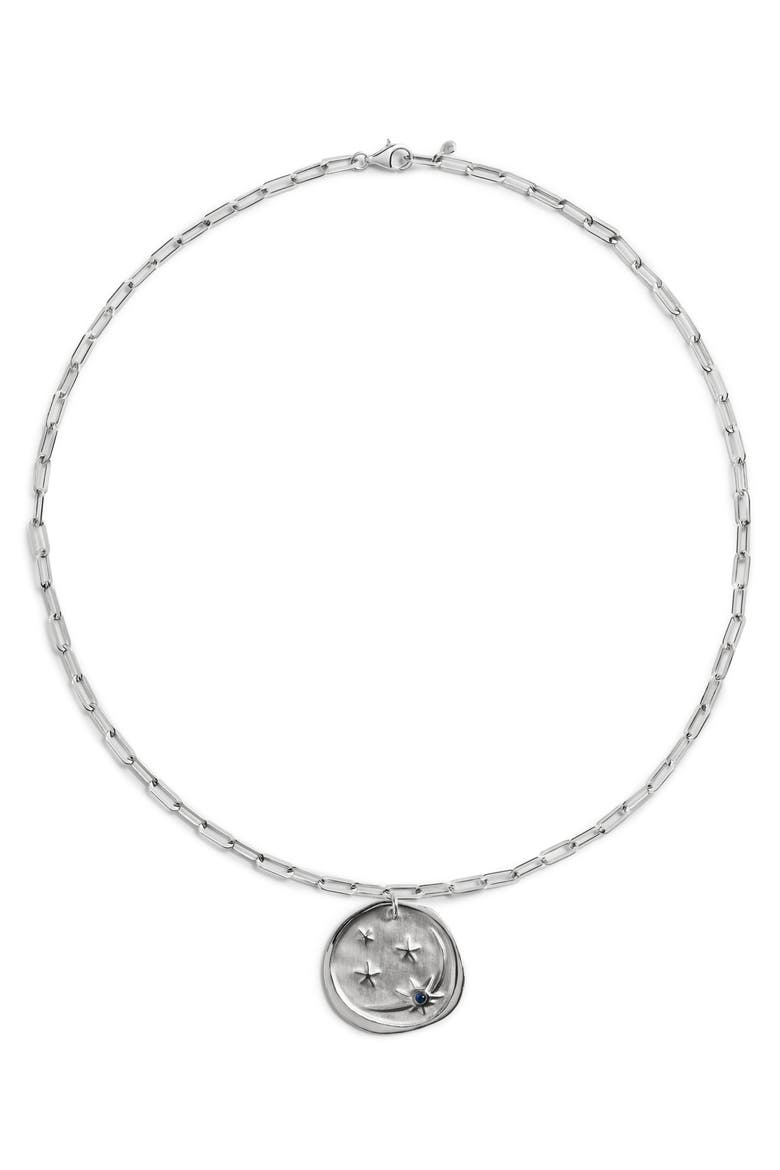 Talisman Recycled Sterling Silver & Blue Sapphire Pendant Necklace, Main, color, STERLING SILVER