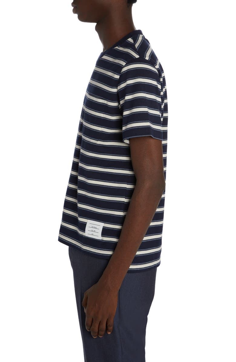 Thom Browne Stripe Cotton Jersey Pocket T-Shirt, Alternate, color, 