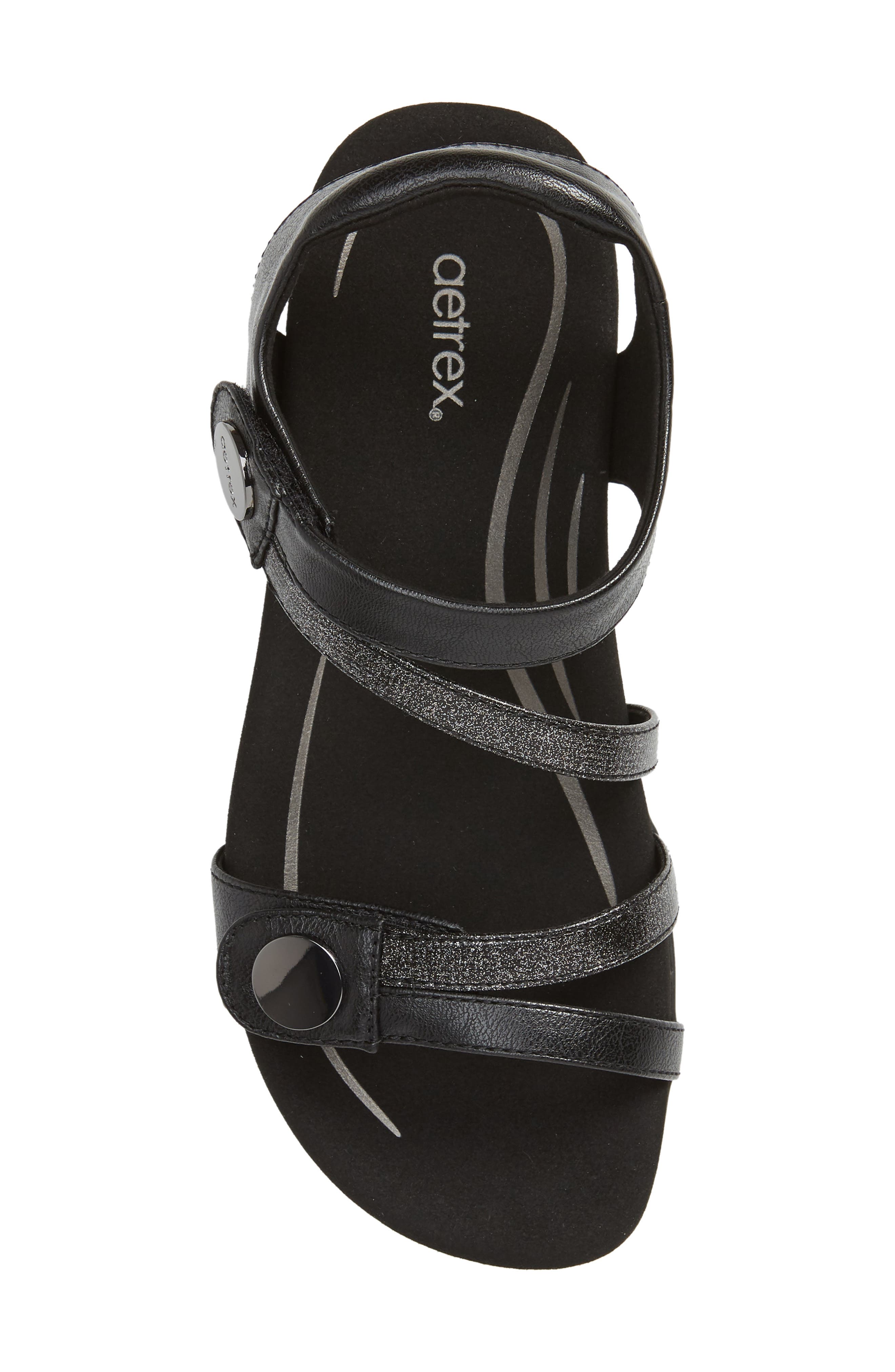 Jess Sandal, Alternate, color, BLACK FAUX LEATHER