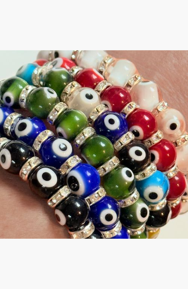 Humanist Beauty Evil Eye Beaded Bracelet, Alternate, color, Black