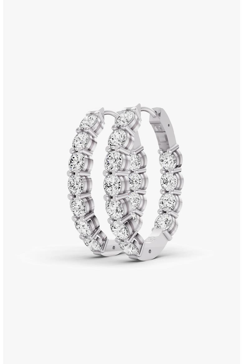 14K Gold 1 ct Sereia Earrings Hoop Diamonds, Alternate, color, White Gold