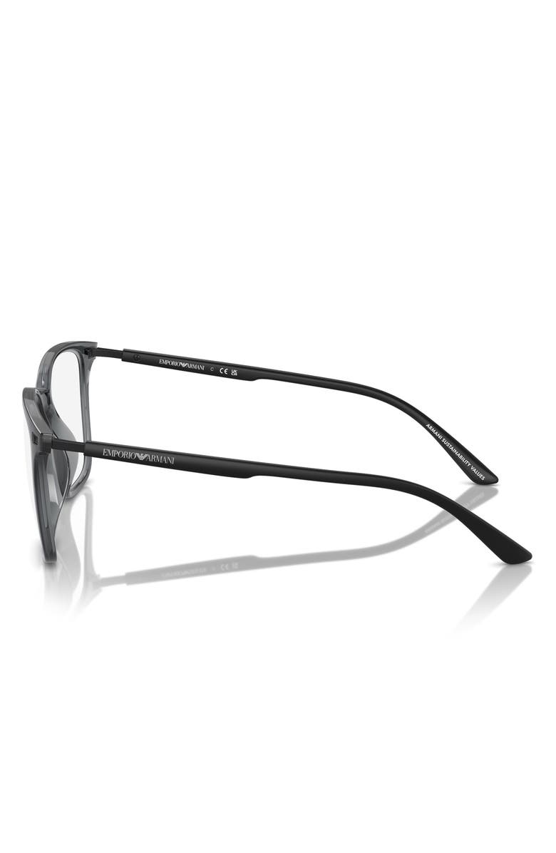 Emporio Armani 54mm Square Optical Glasses, Alternate, color, Shiny Black / Demo Lens