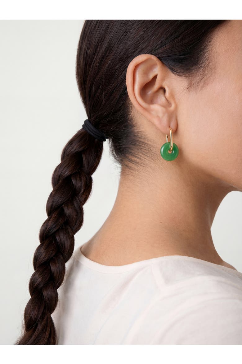 Willow Green jade stone hoop earrings, Alternate, color, Bright green