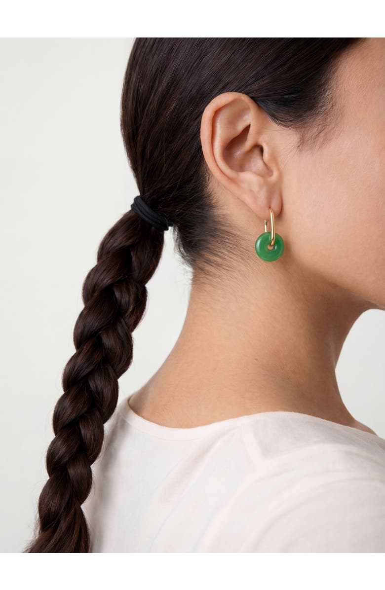 seree Willow Green jade stone hoop earrings, Alternate, color, Bright Green