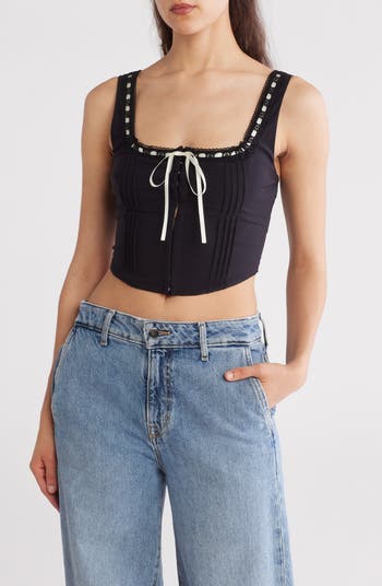 Front Tie Lace Corset Tank