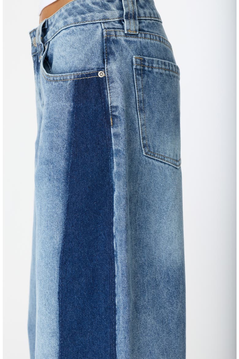 Maya Two-Tone Mid Rise Ultra Wide Leg Jeans, Alternate, color, INDIGO