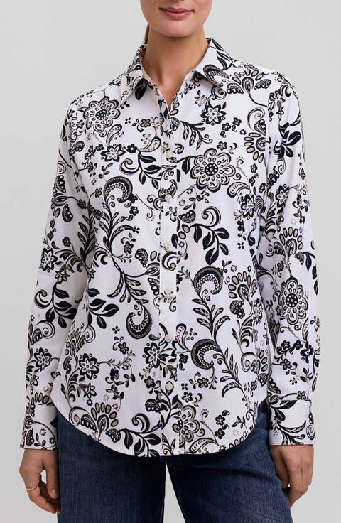 Margie Daisy Cotton Button-Up Shirt