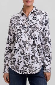 Foxcroft Margie Daisy Cotton Button-Up Shirt