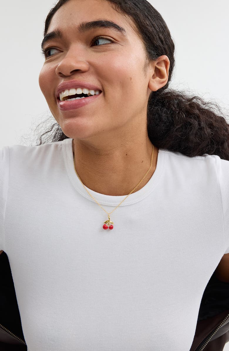 COACH V-Day Cherry Pendant Necklace, Alternate, color, 