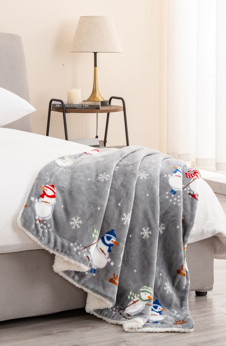 Picture of Woven & Weft Holiday Print Reversible Faux Shearling Throw Blanket ...