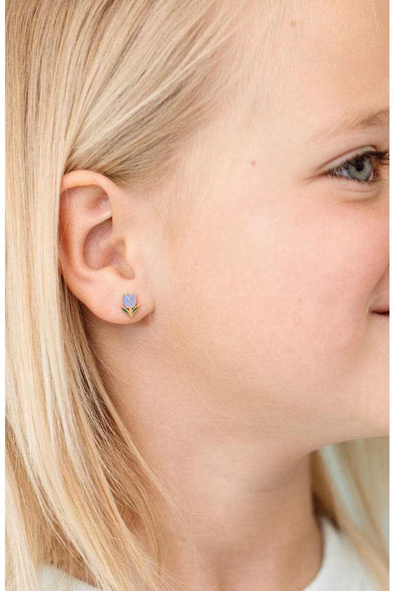Tulip Stud Earrings, Alternate, color, Blue