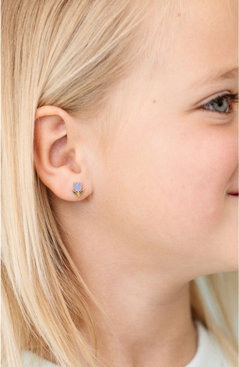 Pip Pop Tulip Stud Earrings, Alternate, color, Blue