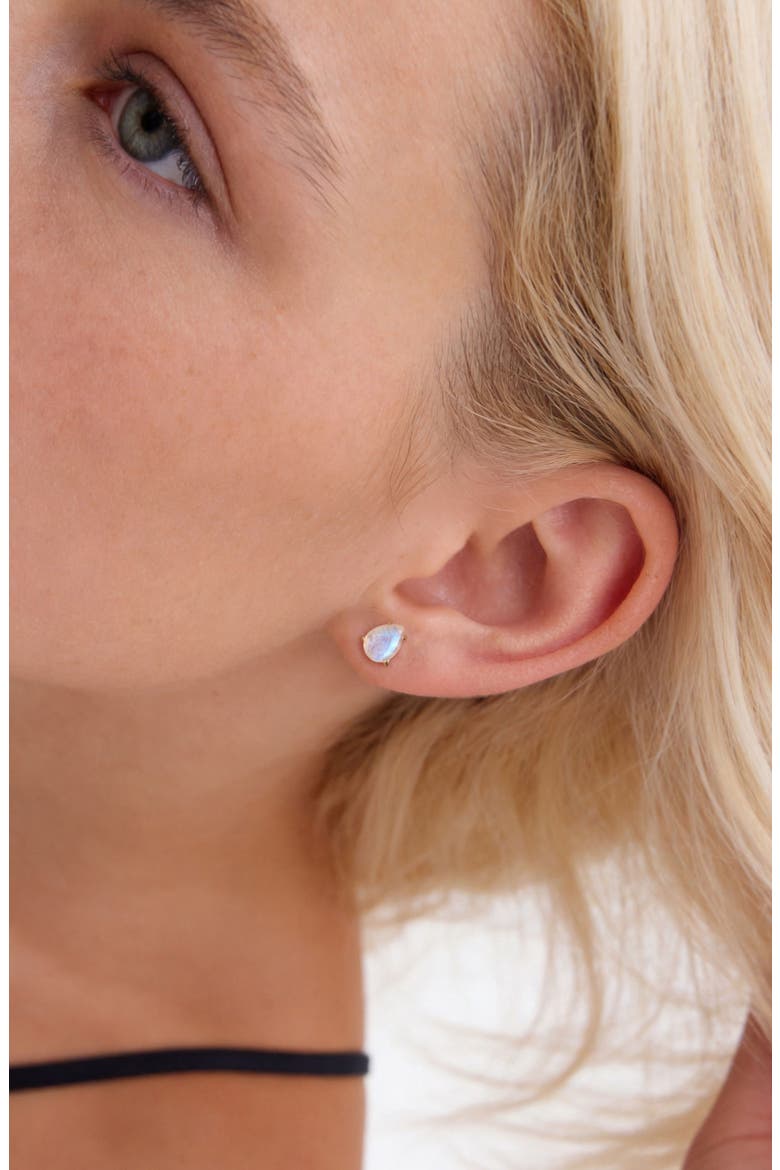 Moonstone Pear Stud Earrings, Alternate, color, WHITE/ GOLD