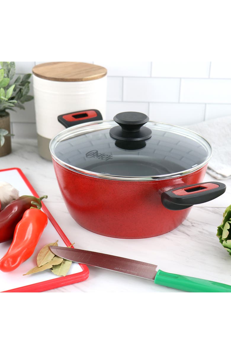 OSTER Claybon 4.3 Quart Dutch Oven With Lid, Alternate, color, Red