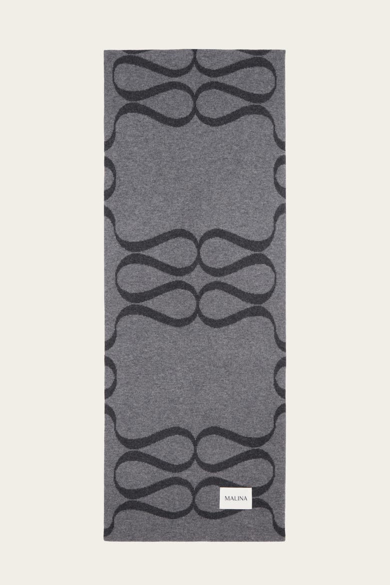Monogram Wool Blend Scarf, Alternate, color, Grey