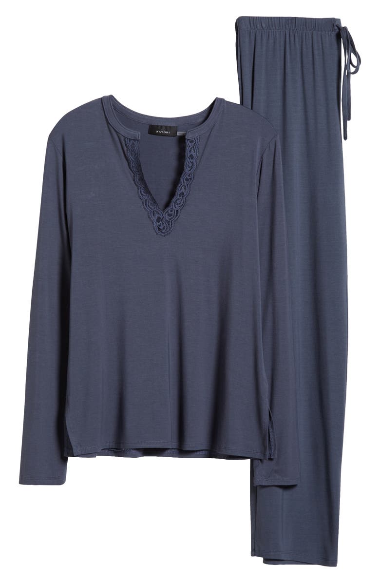 Natori Essentials Lace Trim Jersey Pajamas, Main, color,