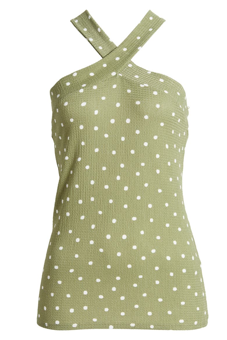 Polka Dot Halter Top, Alternate, color, SAGE