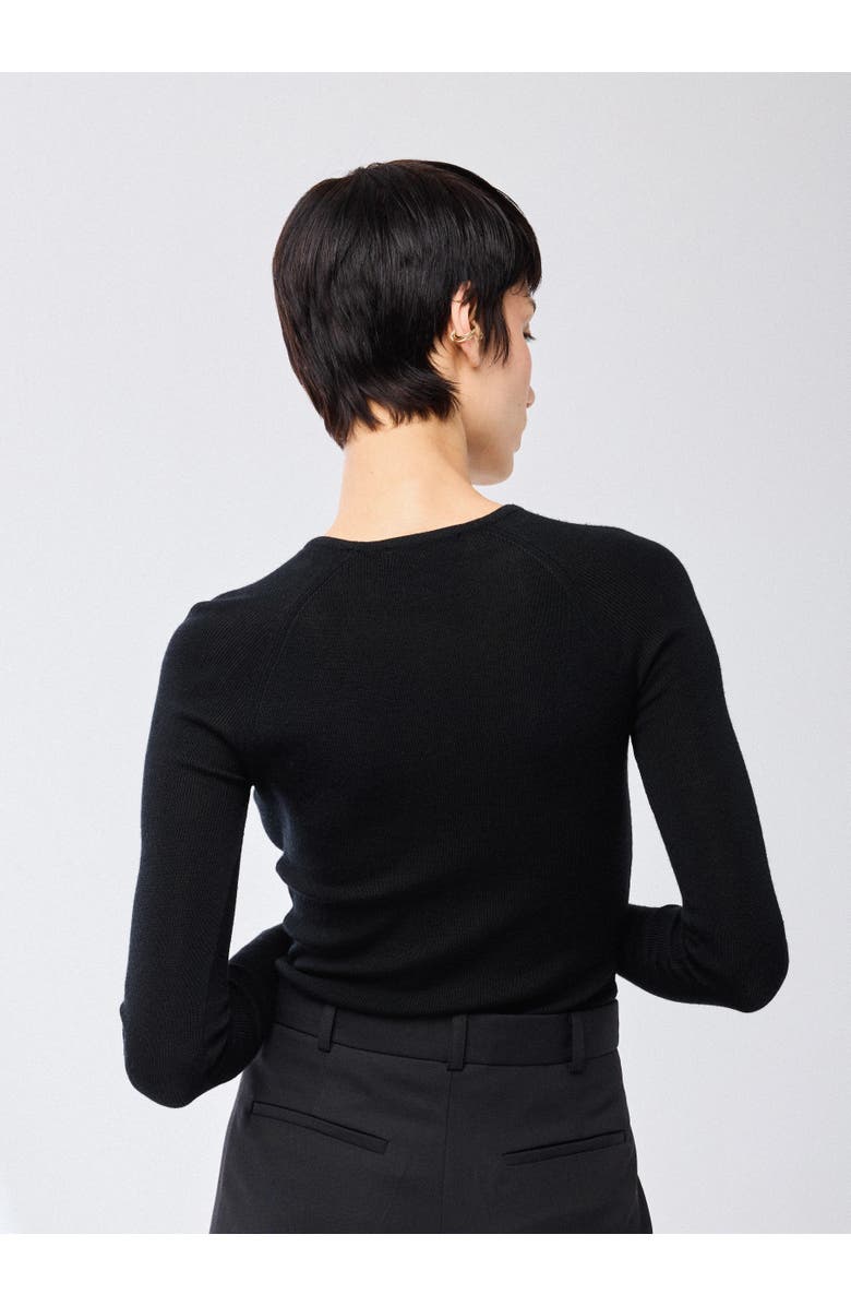 Majestic Filatures Merino Silk Rib Crewneck, Alternate, color, Noir