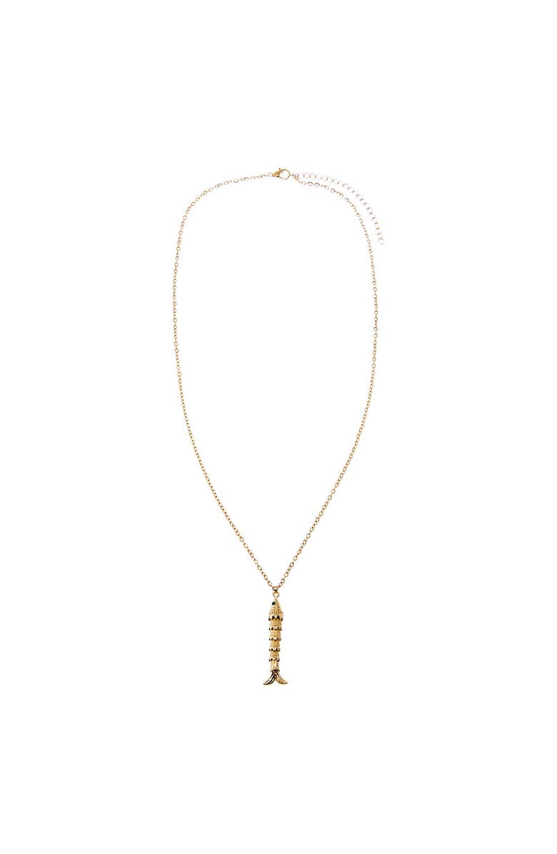 BY ADINA EDEN Emerald Eye Fishbone Necklace, Alternate, color, Gold