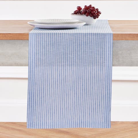 Linen Table Runner for Dining Table, Holiday and Everyday Table Decor - Narrow Stripe