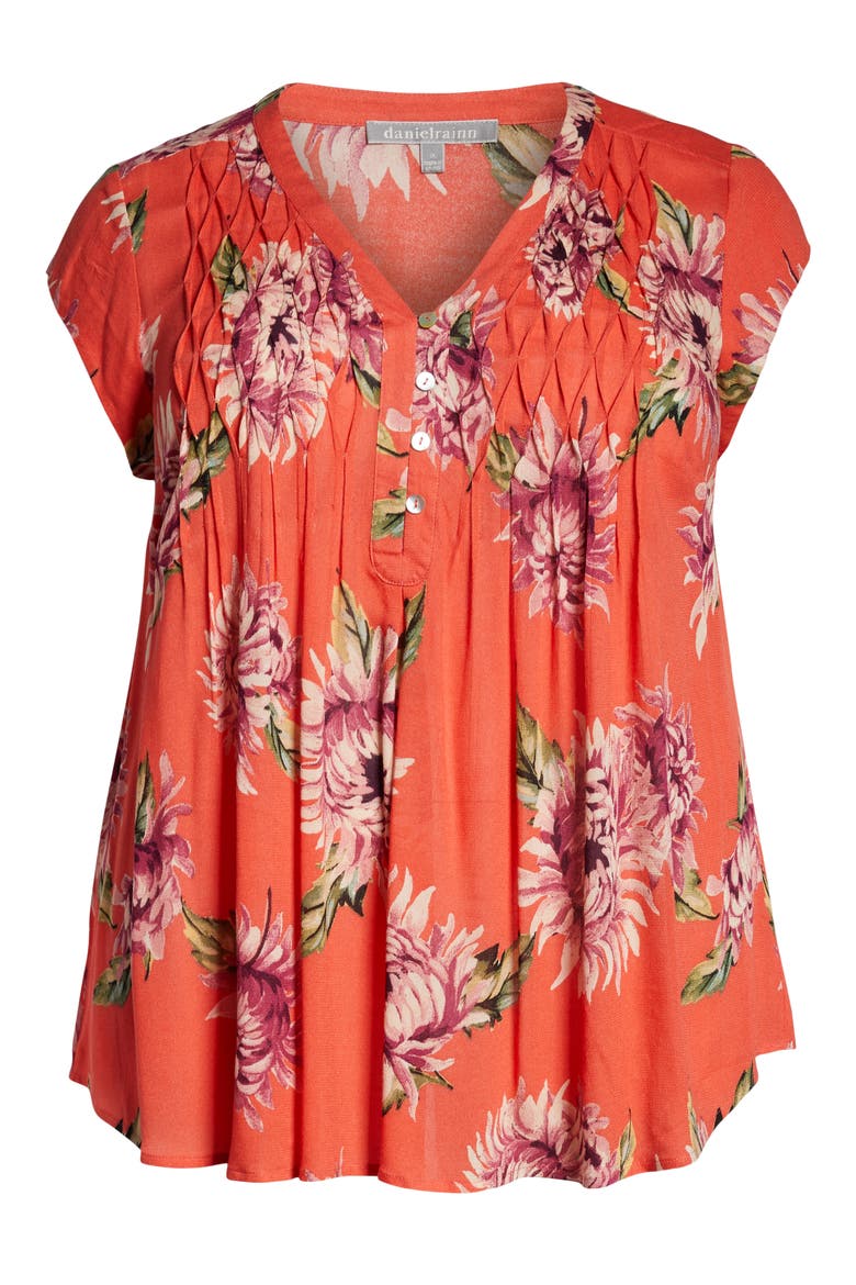 Daniel Rainn Pleat Detail Top, Alternate, color, ORANGE