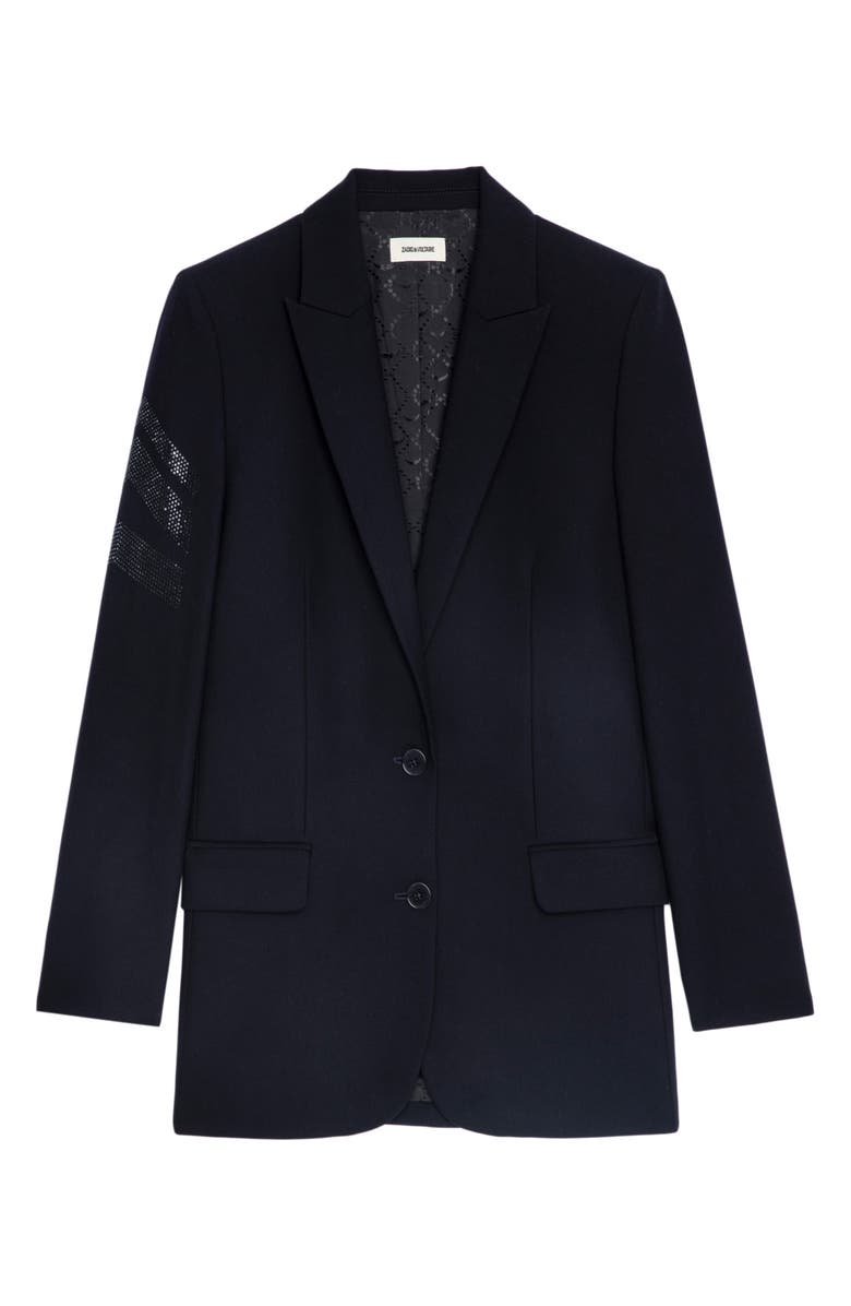 Zadig & Voltaire Viva Arrow Embellished Oversize Blazer, Alternate, color,