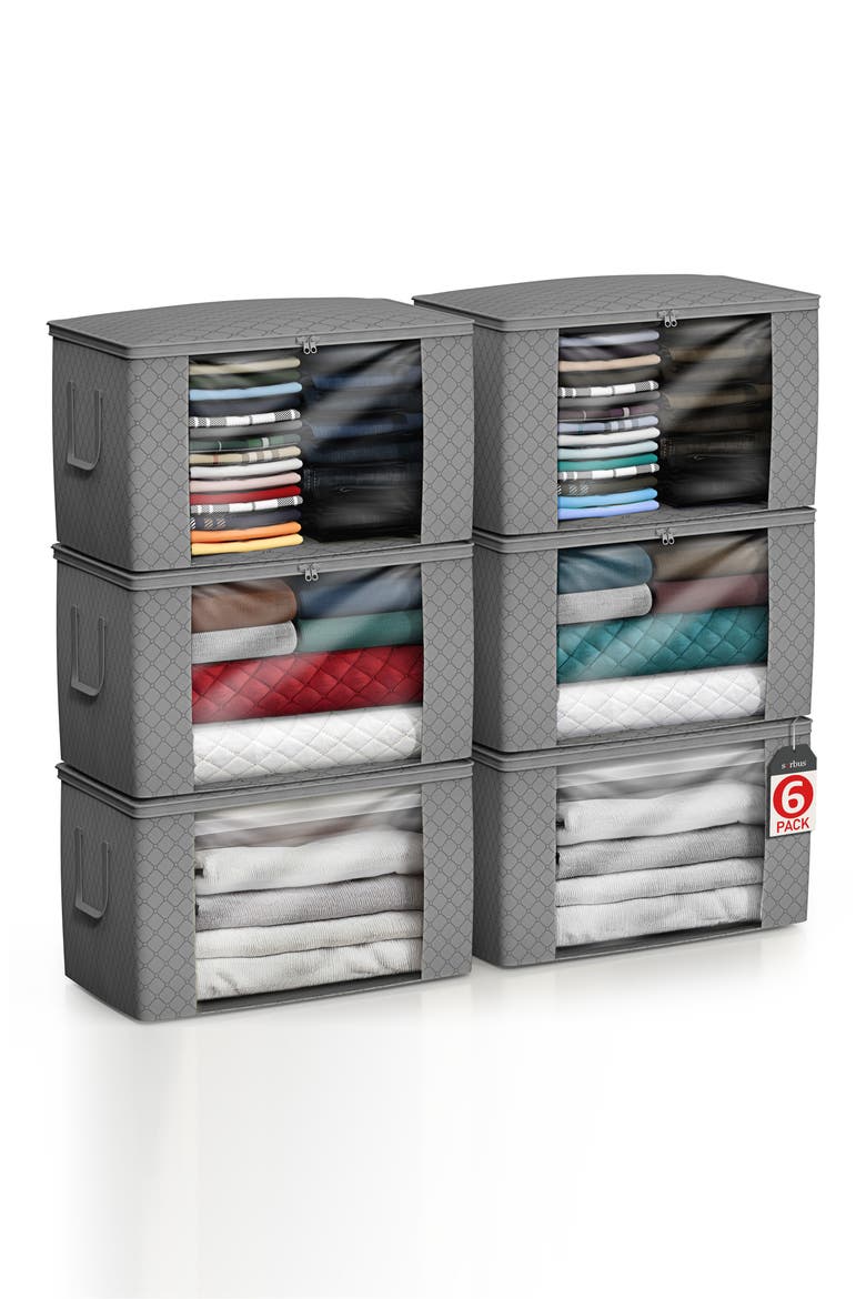 Set of 6 Foldable Storage Bins, Alternate, color, GRAY
