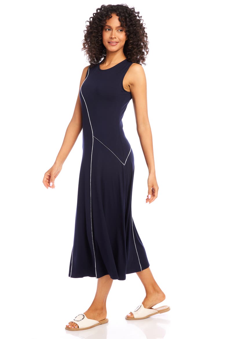 Reverse Seam Sleeveless Midi Dress, Alternate, color, NAVY