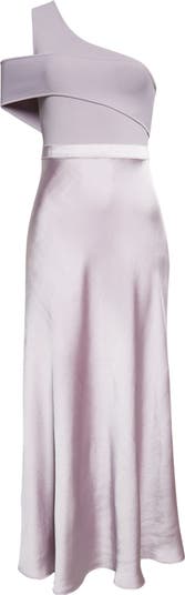 Ivena Mixed Media One-Shoulder Dress