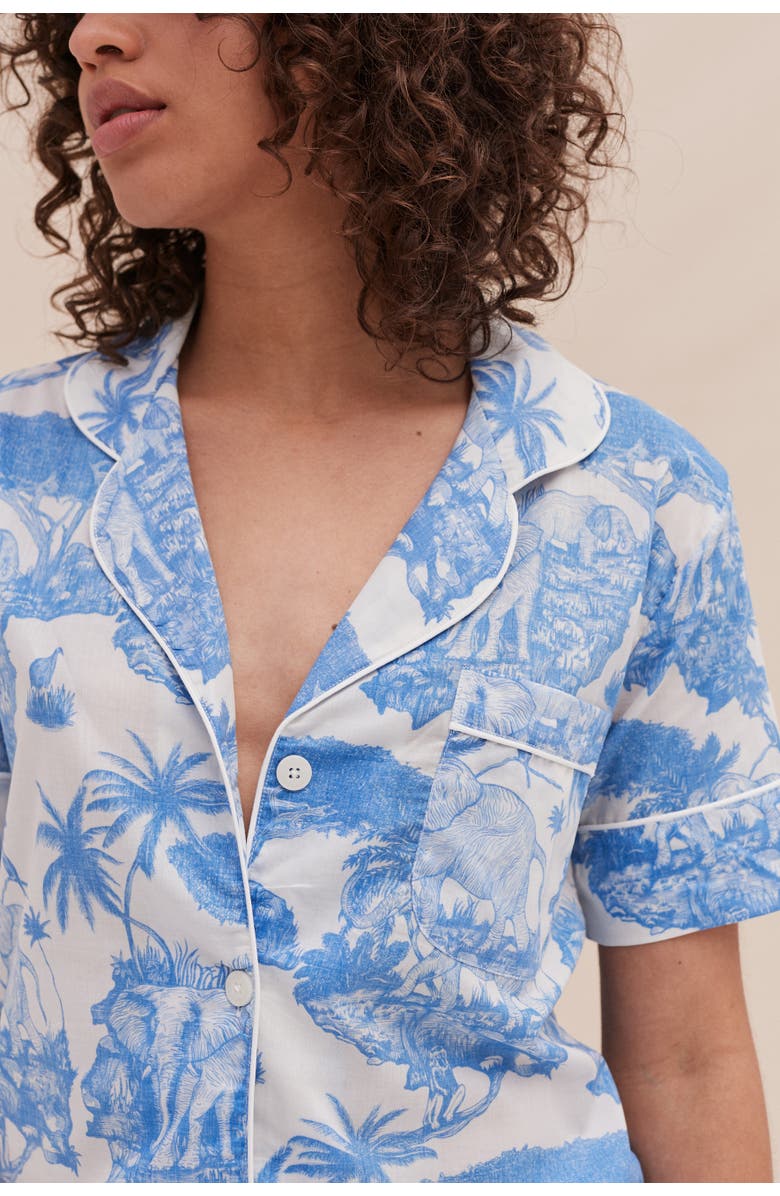 Desmond & Dempsey Short Sleeve Pajama Set, Alternate, color, Loxodonta Blue