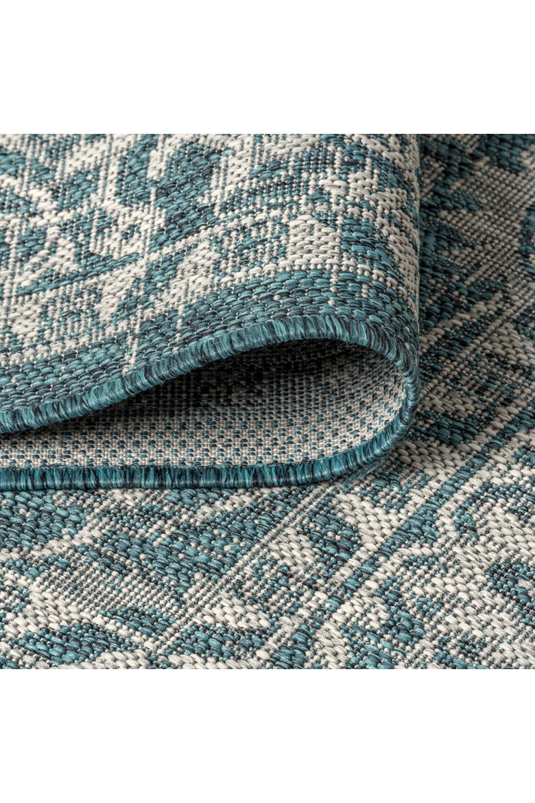 Palazzo Vine and Border Textured Weave Indoor/Outdoor Rug, Alternate, color, Teal/Gray
