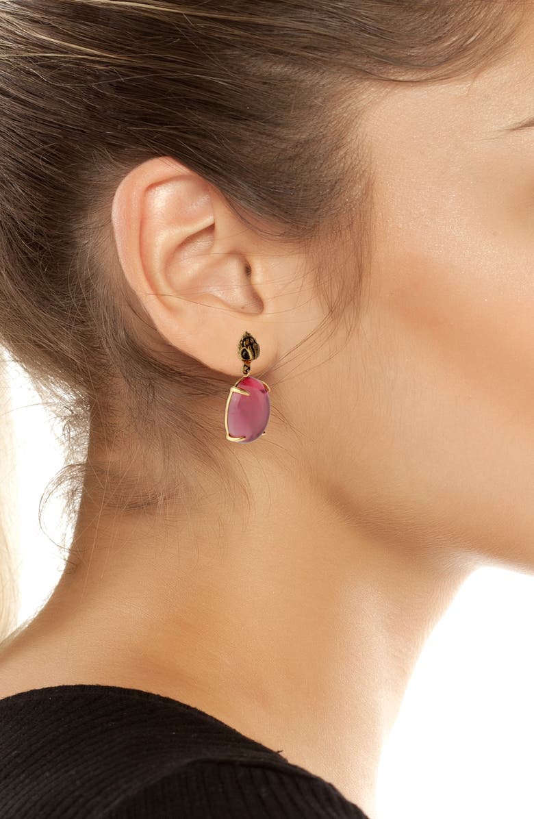 Kurt Geiger London Eagle Crystal Cabachon Drop Earrings, Alternate, color, Pink