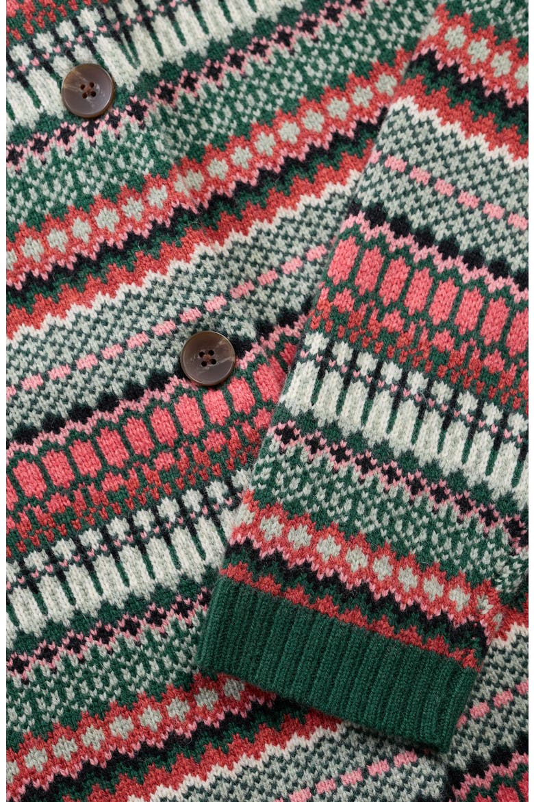 Percella Cove Fair Isle Merino Wool Blend Cardigan, Alternate, color, WEAVING NEEDLE DARK