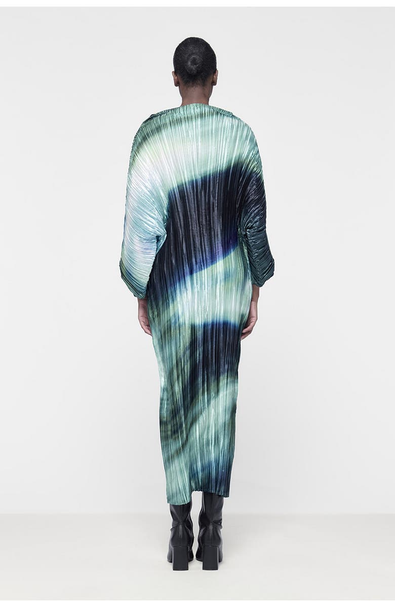 Leem Printed Plisse Batwing Dress, Alternate, color, Green