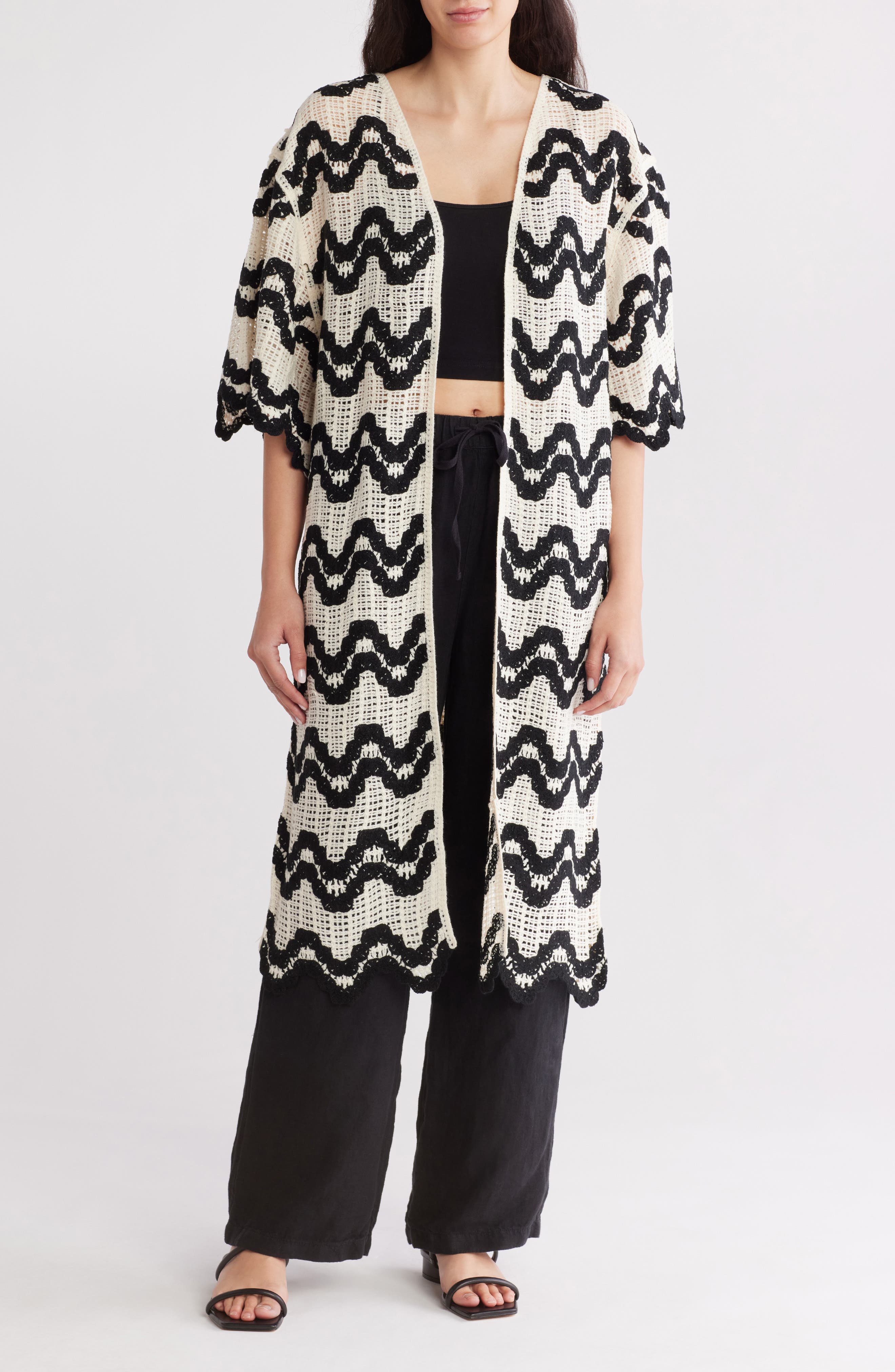 AREA STARS Wave Pattern Cardigan Duster (Women) | Nordstromrack