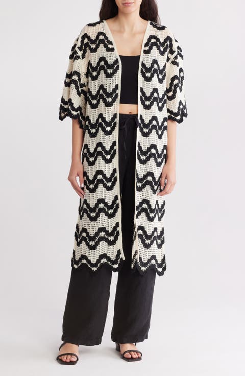 Wave Pattern Cardigan Duster