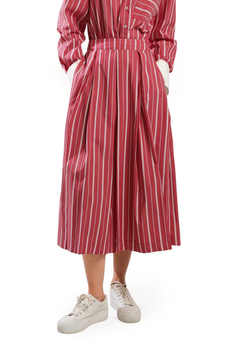 Striped Midi Skirt, Main, color, RED