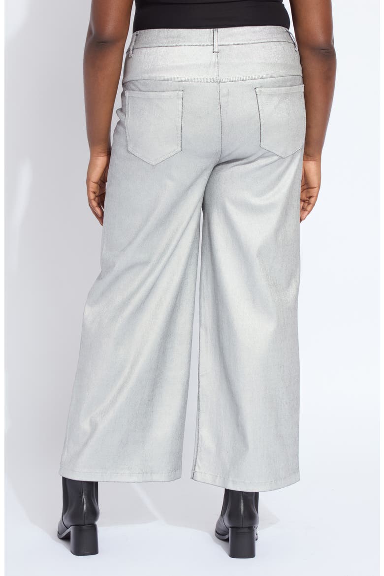 Metallic Coated Pull-On High Waist Wide Leg Jeans, Alternate, color, METALLIC SILVER