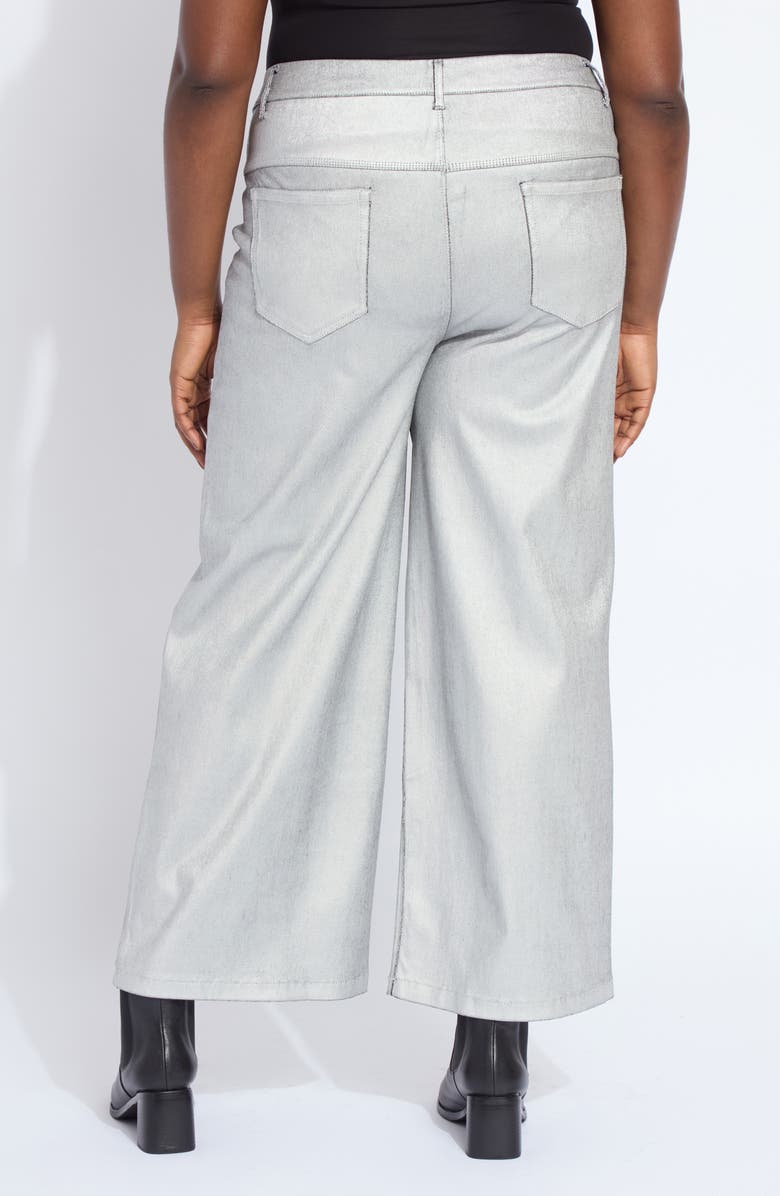 Lysse Metallic Coated Pull-On High Waist Wide Leg Jeans, Alternate, color, Metallic Silver