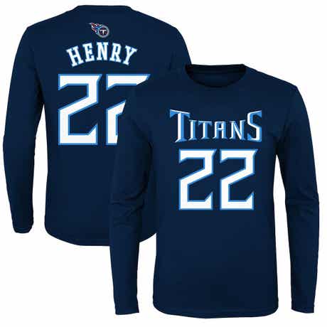 Youth Derrick Henry Navy Tennessee Titans Mainliner Player Name & Number Long Sleeve T-Shirt