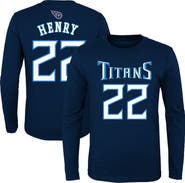 Outerstuff Youth Derrick Henry Navy Tennessee Titans Mainliner Player Name & Number Long Sleeve T-Shirt